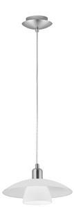 Pendant light fixture. Matte nickel finish; frosted glass saucer and bowl shades. Circular base with slim wire hanging system. Requires one 60-watt, A19 bulb (not included). Dimensions: 15.37 diam. X 59H inches. A frosted glass saucer and bowl, the Eglo USA Brenda 87053A Pendant Light was made for your contemporary kitchen. Suspends on a sleek wire system for modern charm. About EGLOEGLO Group is an international enterprise with Tyrolean roots. At home all over the world, this company blends Austrian traditions with cultural influences for a varied and creative product range. EGLO was founded in 1969 by Ludwig Obwieser and launched as EGLO Leuchten in Austria. For over 40 years they have evolved into a leading manufacturer of decorative interior lighting. EGLO creates trends. Over 90% of their lighting products are designed in-house and come from constant exchanges with customers, suppliers, and respected designers. EGLO: my light, my style.
