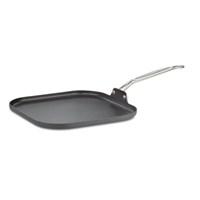 Professional Griddle for Home Use Professional-style cooking is made simple with Cuisinart Chef's Classic Non-Stick Hard Anodized specialty items. Tailored to meet specific needs, these allow you to cook a hearty pancake or egg breakfast, grill fish or poultry indoors for a healthy lunch and stir-fry a delicious vegetable or meat dinner. Chef's Classic Non-Stick Hard Anodized cookware features durable hard anodized construction for fast and even heating and a Quantanium nonstick interior for optimal food release. Discover the joy of cooking made easy. Cuisinart Chef's Classic Nonstick Hard Anodized Square Griddle: 11 inHard anodized exterior Harder than stainless steel for extreme durability Dense, non-porous, highly wear resistant Quantanium nonstick interior Dimensions: Measures 21.5" x 10.75" x 12.5"A Closer Look: Cuisinart Chef's Classic Nonstick Hard Anodized Square Griddle also features a titanium reinforced nonstick surface, which provides lasting food release and easy cleaning; hard anodized construction, which heats quickly and spreads heat evenly and eliminates hot spots; Cool Grip Handles, which are riveted stainless steel handles that stay cool on the stovetop. It is oven safe to 500 degrees Fahrenheit. Take Care: Let your Cuisinart Chef's Classic Non-Stick Hard Anodized Cookware cool before cleaning. The reinforced nonstick system and the smooth exterior ensure easy cleaning. Cookware should be washed by hand with hot sudsy water and a sponge or soft dishcloth. Do not use steel wool or other metal or abrasive pads that can scratch your cookware. After washing, rinse thoroughly and dry immediately to maintain Cuisinart Cookware's flawless finish. Do not put in the dishwasher since harsh detergents will harm exterior finish. About the Brand: When the food processor was introduced in 1973, it wasn't known as a food processor; it was commonly referred to as a Cuisinart. The rest is culinary history.