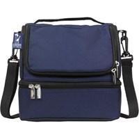 Features: Measures 8in.H x 9in. x 7in. Sturdy, durable, fabric construction Food safe PVC, BPA & Phthalate-free Insulated and easy-to-clean Two compartments: Lower compartment includes microwave and dishwasher-safe container Upper compartment easy to access through front opening Easy to carry with shoulder strap and hand strap Matching Backpacks available for most styles Ages 3+ Pattern Description: Part of our Solids Collection, Whale Blue is a deep sea, navy blue, and is richly-toned and bold. Product Description: Double the deliciousness of lunchtime with the Wildkin Double Decker Lunch Box. Insulated and non-toxic, this two-tiered lunch box keeps meals fresh. On top, a roomy pouch is great for chips, fruit and drinks. The lower level includes a dishwasher- and microwave-safe container, and is great to store the main event. Includes handy shoulder strap for easy carrying. The Double Decker lunch box is expertly designed for any lunchtime adventure. One-year manufacturer's warranty against defects - normal wear-and-tear, and misuse excluded. Rigorously tested to ensure that all parts are lead-free, bpa-free, phthalate-free, and conform to all rules and regulations set forth by the Consumer Products Safety Information Act.