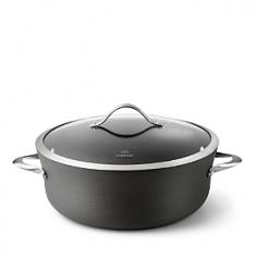 3.5-quart pourable sauce pan with strainer lid. Heavy-gauge, hard-anodized aluminum. Cast stainless steel loop handle. Dishwasher safe for easy cleanup. Oven safe to 450 degrees Fahrenheit. Manufacturer's full lifetime warranty. Pasta, veggies, rice, beans, and more - drain and strain 'em all with the Calphalon Contemporary Nonstick 3.5 qt. Pour and strain Sauce Pan. It's easy thanks to the pourable pan shape and integrated straining holes in the lid - you'll never have to use a separate colander again. And this pan is built tough - the heavy-gauge, hard-anodized aluminum distributes heat evenly, and the nonstick surface is triple-layer and PFOA-free. Best of all, this pan is dishwasher safe for easy, breezy cleanup and oven safe up to 450 degrees Fahrenheit. Includes manufacturer's full lifetime warranty. About CalphalonCalphalon's mission is to be the culinary authority in kitchenwares, enhancing the home chef's food experience during planning, prep, cooking, baking, and serving. Based in Toledo, Ohio, Calphalon is a leading manufacturer of professional quality cookware, cutlery, bakeware, and kitchen accessories for the home chef. Calphalon is a Newell-Rubbermaid company. Calphalon's goal is to give you, the home chef, all the tools you need to realize your highest potential in the kitchen. From your holiday roasting pan to your everyday fry pan, count on Calphalon to be your culinary partner - day in and day out, for breakfast, lunch, and dinner for a lifetime.