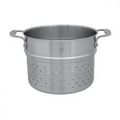 Stainless steel construction; aluminum core. Eco-friendly nonstick cooking surface. Oven- and broiler-safe to 500°F. Dishwasher-safe. Sized to fit 6-qt. Dutch oven. The Zwilling Spirit Thermolon Pasta Insert Fits 6 qt. Dutch Oven makes cooking pasta super easy and convenient - just lift the cooked pasta out of the Dutch oven to drain! Durably built and dishwasher-safe, this pasta insert is a great addition to any cook's tool set. About Zwilling JA Henckels: JA Henckels has been producing the best in German steel knife design since 1895. Their products are designed for everyday use, giving you the maximum value for your money. This modern company uses innovative technology to create the highest-quality products. They're so sure you'll be satisfied with their products that they back each one with a lifetime warranty. With several lines of quality cutlery and other products, you're sure to find the perfect housewarming or wedding gift, or addition to your own kitchen. About Spirit CookwareThe exceptional line of Spirit Cookware features a high-tech, eco-friendly design that maximizes efficiency and performance. Unlike traditional non-stick cookware that uses chemicals, Spirit Cookware is coated in natural, scratch-resistant ceramic that won't stick or chip and has a notably high level of heat-resistance. Each piece in the Spirit Cookware line is expertly crafted with a magnetic, stainless steel exterior and durable aluminum core that retains heat evenly from rim to rim. Stay-cool stainless steel handles are ergonomic and riveted for durability.