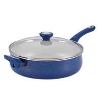 When large meals are on the menu, grab the dependable Farber ware New Traditions Speckled Aluminum Nonstick 5-Quart Jumbo Cooker with Helper Handle. New Traditions pairs the time-tested trust and reliability of Farber ware with colorful, updated style that s ideal for busy homes and family kitchens. With a generous capacity, the jumbo cooker is just right for creating delicious one-pan meals, and for crisping a large batch of apple-smoked bacon for breakfast or browning chicken cutlets for dinner. This high-performance aluminum pan boasts a bright speckled porcelain enamel exterior that adds a warm, table-ready touch. A durable and distinctive white nonstick interior offers lively contrast while delivering excellent food release and easy cleanup. Comfortable rubberized handles match the cooker s color; the convenient helper handle aids in moving the pan between kitchen stations. Oven safe to 350°F, the jumbo cooker hangs for convenient storage. Preparing family-sized meals is easier than ever using the big and bright Farber ware New Traditions Speckled Aluminum Nonstick 5-Quart Jumbo Cooker with Helper Handle. Features Farber ware New Traditions pairs the time-tested trust and reliability of Farber ware with colorful, updated style that s ideal for busy family kitchens. The high-performance aluminum 5-quart jumbo cooker boasts a bright speckled porcelain enamel exterior that adds a warm, table-ready touch. With a generous capacity, the jumbo cooker is just right for creating delicious one-pan meals. Comfortable rubberized handles match the pans colors; the convenient helper handle aids in moving the pan between kitchen stations. Collection - Farber ware New Traditions Material - Aluminum Color - Blue Oven Safe - Oven Safe to 350°F Stove top Suitable - Gas, Solid Plate, Radiant Ring, Ceramic, Halogen Interior Surface - Nonstick Handle - Rubberized Dimension - 21.25 D X 11.5 W X 4 H in. Item Weight - 3.9 lbs.