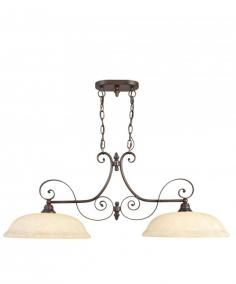 Elegant double billiard/island light. Graceful style with intricate scrollwork. Imperial Bronze finish. Vintage Scavo glass shades. Dimensions: 40.5L x 15.5W x 16.5H in. Includes 2 x 3-ft. chain and 10-ft. wire. UL listed. Requires 2 medium-base 100-watt bulbs (not included). Our Manchester 40.5-Inch Island/Billiard Light adds grace and style over your billiard table or kitchen island. Intricate scrollwork and softly colored shades give this piece elegance and sophistication. Crafted from steel, this marvelous light fixture features an Imperial Bronze finish, and the shades are made from vintage Scavo glass, which has a lovely marbled effect for a soft glow. The downward shades assure, however, that you will have all the light you need. We especially like this twin light fixture in the kitchen over the island to provide extra light when preparing meals or making a grocery list. It requires two medium-base 100-watt bulbs (not included). Includes 2 x 3 feet of chain and 10 feet of wire. UL listed for safety. Dimensions: 40.5L x 15.5W x 16.5H inches. Weighs 22 lbs. About Livex Lighting Inc. Livex Lighting is a manufacturer and distributor of decorative residential lighting. The company was founded in 1993 and is now headquartered in a 150,000-square-foot facility in Morristown, NJ. Livex Lighting currently offers more than 2,500 products ranging from lighting fixtures for indoor and outdoor applications to lampshades, chandelier shades, ceiling medallions, and accent furniture. The goal of Livex Lighting is to provide the highest-quality product at the most affordable price. The company is constantly responding to the ever-changing needs, styles, and fashions of the lighting industry while always maintaining the highest standards of quality.