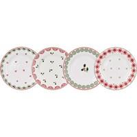 The Sophie Conran for Portmeirion: Christmas Set of 4 Salad Plates are made of durable, highest quality English porcelain, and feature festive, traditional designs. The plates are 8" in diameter and are well sized for breakfast, lunch, salads and desserts. Each plate has its own design for a fun mix and match style. The Sophie Conran for Portmeirion Christmas Collection is freezer, dishwasher and microwave safe, and oven safe to 400 F. Each salad plate measures 8" l x 8" w x .5" h.