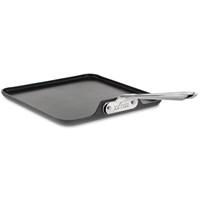 Constructed from hard-anodized aluminum. Comes with an ergonomic handle for easy grip. Oven-safe. Nonstick surface for easy cleanup. Manufacturer provides limited lifetime warranty. Dimensions: 11L x 19W-in. Homestyle country breakfasts are back on the DIY menu with the All-Clad 11-in. Square Griddle Non Stick. A must-have pan for hearty weekend breakfasts with visiting friends or family, this hard-anodized aluminum griddle features a large cooking surface with an easy-release nonstick coating. Its square shape can hold an abundance of foods for sauteing or omelet making. The long ergonomic handle is riveted stainless steel, a perfect design for hardy performance and carrying heavy meals from stove to dining table or breakfast bar. Compatible with gas and electric stovetops and oven safe to 450°F, this nonstick griddle comes with a limited lifetime warranty from All-Clad. About All-CladFounded in 1971 in Canonsburg, Pennsylvania, All-Clad Metalcrafters produces the world's finest cookware in its Southwestern Pennsylvania rolling mill, using the same revolutionary processes that they introduced forty years ago. Today, All-Clad is the only bonded cookware that's handcrafted by American craftsmen using American-made metals. Originally founded to meet the highest standards of professional chefs, All-Clad has become the premier choice of cookware enthusiasts of all experience levels, from world-class chefs to passionate home cooks in everyday American kitchens. The unsurpassed quality and performance of All-Clad cookware is derived from its innovative roll bonding process, which uses a proprietary recipe of metals. Cladding is applied not just to the bottom, but also up the sides of each All-Clad cooking vessel, providing outstanding heat distribution and reliable cooking results. All-Clad cookware is hand-inspected at every stage of the manufacturing process and is famous for the uncompromising quality that's evident in every detail, from its impeccable balance in your hand to its meticulous hand-finishing.