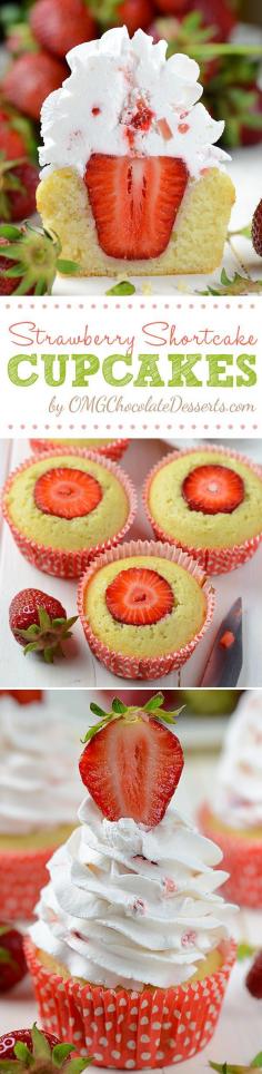 Strawberry Shortcake Cupcakes are a quick and easy, but by no means the less tasty version of ...