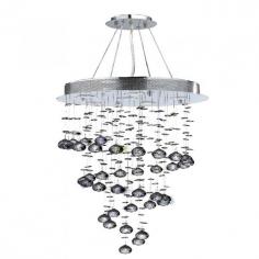 This stunning 6-light Crystal Chandelier only uses the best quality material and workmanship ensuring a beautiful heirloom quality piece. Featuring a radiant chrome finish and finely cut premium grade clear crystals with a lead content of 30%, this elegant chandelier will give any room sparkle and glamour. Dual-mount option for flush or suspension. Worldwide Lighting Corporation is a privately owned manufacturer of high quality crystal chandeliers, pendants, surface mounts, sconces and custom decorative lighting products for the residential, hospitality and commercial building markets. Our high quality crystals meet all standards of perfection, possessing lead oxide of 30% that is above industry standards and can be seen in prestigious homes, hotels, restaurants, casinos, and churches across the country. Our mission is to enhance your lighting needs with exceptional quality fixtures at a reasonable price. Finish: Polished Chrome Crystal Color: Clear 30% Premium Full Lead Crystal (6) 35W GU10 Halogen GU10 Bulb(s) Bulb(s) Not Included Total Watts: 210 Voltage: 110V - 120V Number of Tiers: 1 Beautiful Polished Chrome finish and dressed with precision cut and polished 30% Full Lead Crystals for maximum brilliance and sparkle From the Helix Collection Accommodates up to six 35-watt maximum 110 volt halogen base GU10 bulb (not included) Solid Brass Frame in Chrome Plated Finish and 30% Full Lead Crystal Includes 48-in adjustable aircraft cable for hanging Dual-mount option, can be hung as a chandelier or installed on the ceiling as a flush mount fixture UL and CUL Listed to US and Canadian safety standards For Dry Locations only (Dry Locations include kitchens, living rooms, dining rooms, bedrooms, foyers, hallways and most areas in bathrooms) Hardware included Assembly instructions and template enclosed for convenient setup (Professional installation is recommended) 1 Year Limited Manufacturing Defects Warranty Hardwired UL Listed, cUL Listed, CSA Listed Style: Contemporary Part of the Helix Collection Warranty Info: 1 Year, Worldwide Lighting Corporation warranties products to be free from defects for a period of one year following shipment. Warranty is and void if merchandise is not installed according to factory instructions, NEC guidelines, and applicable building cOverall Dimensions: 18"(D) x 18"(W) x 32"(H)Diameter Range: Diameter from 17" to 23"Item Weight: 33 lbs. Please note that this product is designed for use in the United States only (110 volt wiring), and may not work properly outside of the United States*Use of this product will expose you to lead, a chemical known to the State of California to cause birth defects or other reproductive harm. Not intended for food use.