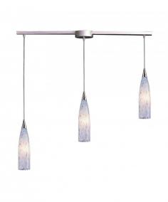 Individuality Is What Defines This Exquisite Line Of Hand Blown Glass. Each Piece Is Meticulously Hand Blown With Up To Three Layers Of Uncompromising Beauty And Style. (3) 60W Candelabra Bulbs Satin Nickel FinishOverall Dimensions: 13"(H) x 36"(W)Item Weight: 6 lbs. PLEASE NOTE: Due to its handmade nature, each piece of hand blown glass will vary slightly in color and pattern.