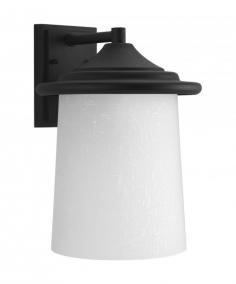 Progress Lighting PRO-P6086-31 Essential Black One-Light Large Wall Lantern. Lighting > Wall Sconces. The one-light large wall lantern in the Essential Collection is highlighted by a clean simple design. White linen glass is completed with a power.