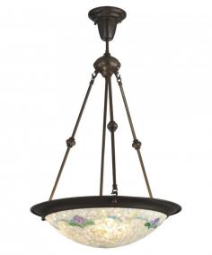 Shop for Lighting & Ceiling Fans at The Home Depot. Our Nessa Mosaic pendantâ&euro; s understated elegance will add a touch of delicate color to any decor style. The generously sized inverted bowl pendant features a mosaic background of white, silver, light amber and yellow. Fleur de Lisâ&euro; in pastel pink, lavender and green are set at intervals around the shadeâ&euro; s top edge. The fleur de lis are connected by a mosaic ribbon in corresponding pastels. Hung from a metal ceiling canopy, center and side support tubes, Nessa is a lovely fixture over a large eating area or when used as a ceiling fixture in foyers and great rooms with high ceilings.