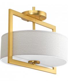 Three-light Semii-Flush Convertible (SM) Finish: Natural Brass Finish Type: Plated Color: Gold Glass: White Textured Glass Shape: Shade (3) 75W E26 E26 Bulb(s) Bulb(s) Included Lamp Type: Incandescent Mount Location: Ceiling Stem/Ctc Part of the Harmony Collection Warranty: 1 year warranty Overall Dimensions: 12-3/4"(Dia.) x 10-1/4"(H)Overall Length: 76-1/2" Overall ht. w/stem Wire Length: 120"Item Weight: 7.74 lbs. Please note that this product is designed for use in the United States only (110 volt wiring), and may not work properly outside of the United States.