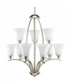 Shop for Lighting & Ceiling Fans at The Home Depot. Gleeful simplicity defines the Joy Collection. Refreshing and fashionable, arcing forms of metal and glass are enhanced by a classic finish. Coordinating fixtures from this collection let you decorate an entire home with confidence and style. Unique stem-hung construction carries the clean line all the way to the ceiling and, for sloped ceilings, 6 in. chain is provided to allow the fixture to hang straight and level.