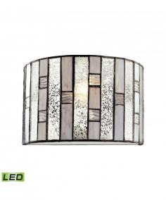 Silver mercury glass and rippled clear glass are pieced together to form a geometric mosaic pattern in the Ethan collection. Finished in tiffany bronze. Number of Light: 1 Light Product Features: Bulbs Included Material: Metal, Glass Lighting Style: Specialty Color: White, Black, Silver