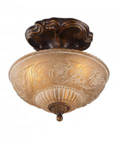 Traditional-style semi-flush light. Amber antique glass cover with etched floral patterns. Lovely golden bronze finish. Uses three 75-watt medium-base bulbs (not included). Dimensions: 10W x 10H inches. Classic elegance and timeless charm heighten the beauty of the ELK Lighting 08103-AGB Restoration 3-Light Semi Flush 10W in. - Golden Bronze, making it the perfect choice for those who don't compromise on quality. Developed with a discriminating concern for preserving historic lighting and architectural designs, this light replicates and restores traditional design elements to enhance the aesthetics of your decor. Elegant curves and delicately etched floral patterns bring out the beauty of the amber antique glass cover, while the attractive golden bronze finish enhances the upscale appeal of this semi-flush light. It uses three medium-base, 75-watt bulbs (not included).About E.L.K. LightingIn 1983, Adolf Ebenstein, Jonathan Lesko, and Russell King combined their lighting expertise to form E.L.K. Lighting Inc. From the company's beginning in eastern Pennsylvania, it has become a worldwide leader featuring manufacturing facilities and showrooms in the U.S. and abroad. Award-winning designs and state-of-the-art engineering give their lighting and home decor items outstanding quality and value and has made E.L.K. the choice of such renowned places as the Historic Royal Palaces of England and George Vanderbilt's Biltmore Estates. Whether a unique custom design or one of their designer lines, all products are supported by highly trained technical and customer service teams. A commitment to providing superior lighting and home products with unmatched customer satisfaction remains at the heart of the E.L.K. family tradition. Please note this product does not ship to Pennsylvania.