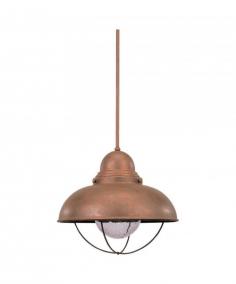 Single-Light Sebring Outdoor Pendant Weathered Copper Finish Constructed of Aluminum Clear Seeded Glass Part of The Sebring Collection 1 medium 100w Supplier with 10 feet of wire Supplier with 12" of chain Easily converts to LED with optional lamping UL Damp Listed cUL Damp ListedOverall Dimensions: 15"(H) x 16.75"(Diameter)Glass / Shade Size: D:6.5" H:7.875"Canopy Size: D:5 1/2" DP:1 1/4"Sea Gull Lighting. Sea Gull Lighting offers an extensive selection of lighting, in a variety of styles, for every room in your home. They design and produce quality, on-trend lighting at affordable prices, for consumers, interior decorators, designers and homebuilders throughout North America. With over 3,000 products, including the industry's largest selection of decorative ENERGY STAR qualified lighting, it's easy to give your space the designer look without the designer price tag. Since being founded in 1919 by Henry Siegel, Sea Gull Lighting has focused on providing excellent service and continuing to develop quality and innovative products. All of their products come with a minimum 1 year warranty and the backing of dedicated customer service and technical support teams at their corporate offices just outside of Chicago. They have product development and engineering teams that are actively monitoring trends and looking for ways to design stylish, more energy efficient products that will not only look good but also help save you money and protect the environment for future generations. With nearly 100 years in the lighting industry, Sea Gull Lighting offers the experience and extensive product assortment to help you light your project, whether that is putting the finishing touches on a new home or just upgrading the look in your bathroom.