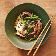 soba noodle bowl with tofu recipe plate