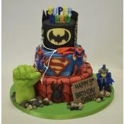 3 Tier Super Hero Cake with Figures