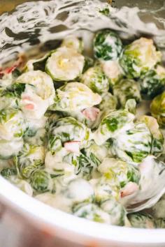 Instant Pot Creamy Brussel Sprouts - The ultimate, quick, BEST and delicious Brussel Sprouts cooked in the Instant Pot with cream cheese, mo...