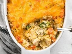 Cheesy Chicken Vegetable and Rice Casserole