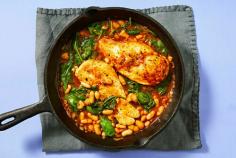 Low-Cal Smoky Chicken with Spinach and White Beans
