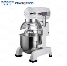 Commercial Stainless Steel Multifunctional Mixer
https://www.zjqjh.com/product/baking-processing-machine/Multifunctional-Mixer.html
1- white color，with cover
2- red & green button 
3- with safety grid
4- iron cast feet
5- three speeds