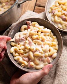 Coquillettes au Jambon - French Macaroni and Cheese with Ham. Chef JB's Coquillettes au Jambon. A comforting French-style mac and cheese with ham, ready in one pot and perfect for an easy weeknight meal. Source: https://www.recipetineats.com/coquillettes-au-jambon-french-macaroni-and-cheese-with-ham/